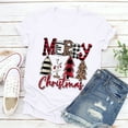 thumbnail image 4 of Lilgiuy Clearance under 10$ Merry Christmas Shirt for Women Letter Pattern Cute T-Shirt Leopard Plaid Tree Casual Graphic Print Funny Crewneck Tees Tops White, 4 of 6