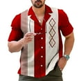 thumbnail image 2 of CENL Mens Casual Vintage Bowling Shirt Retro Striped Short Sleeve Button Down Shirts, 2 of 9