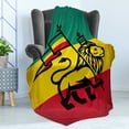 thumbnail image 4 of Rasta Soft Flannel Fleece Throw Blanket, Judah Lion a Rastafari Flag Jungle Reggae Theme Art Vivid Colorful Print, Cozy Plush for Indoor and Outdoor Use, 70" x 90", Yellow Black, by Ambesonne, 4 of 5