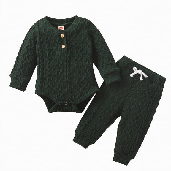 Futezty Toddler Boys Girls Clothes Fall Winter Outfit Sets, Kids Outfits Sets Long Sleeve Round Neck Knitted Drawstring Pants 0 6 12 18 24 Months 2T 3T 4T 3PCS Everyday