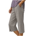 thumbnail image 6 of Luvrsol Capris for Women with Pockets Loose-Fit Linen-Cotton Drawstring Straight-Leg Casual Pants, Size S-2XL, 6 of 9