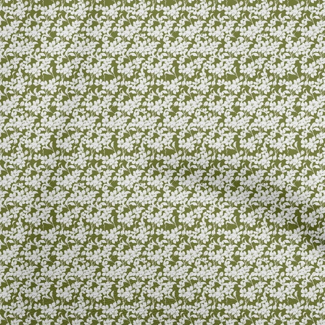 oneOone Velvet Forest Green Fabric Floral Sewing Material Print Fabric By The Yard 58 Inch Wide