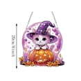 thumbnail image 3 of Lilixerw Halloween Diamond Art Hanging Ornament Decoration, Moon Background Cat In Witch Hat Pumpkin Pattern Wall Hanging Sign with Chain, for Door, Porch and Wall Display, 8 inch, 3 of 7