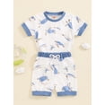 thumbnail image 3 of Suealasg 2Pcs Baby Boys Summer Clothes 6M 1T 2T 3T Toddler Boys Casual Beach Outfits Short Sleeve Ocean Turtle Print T-Shirts Tops and Elastic Waist Shorts Set, 3 of 7