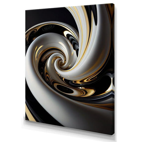 Designart Gold Black And White Stained Glass III Canvas Wall Art