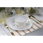 Crown Display™ Wedding Plate Combo: 20 Main Course 10 and 20 Salad/Dessert 8 Premium Disposable Plates - Versa White Design