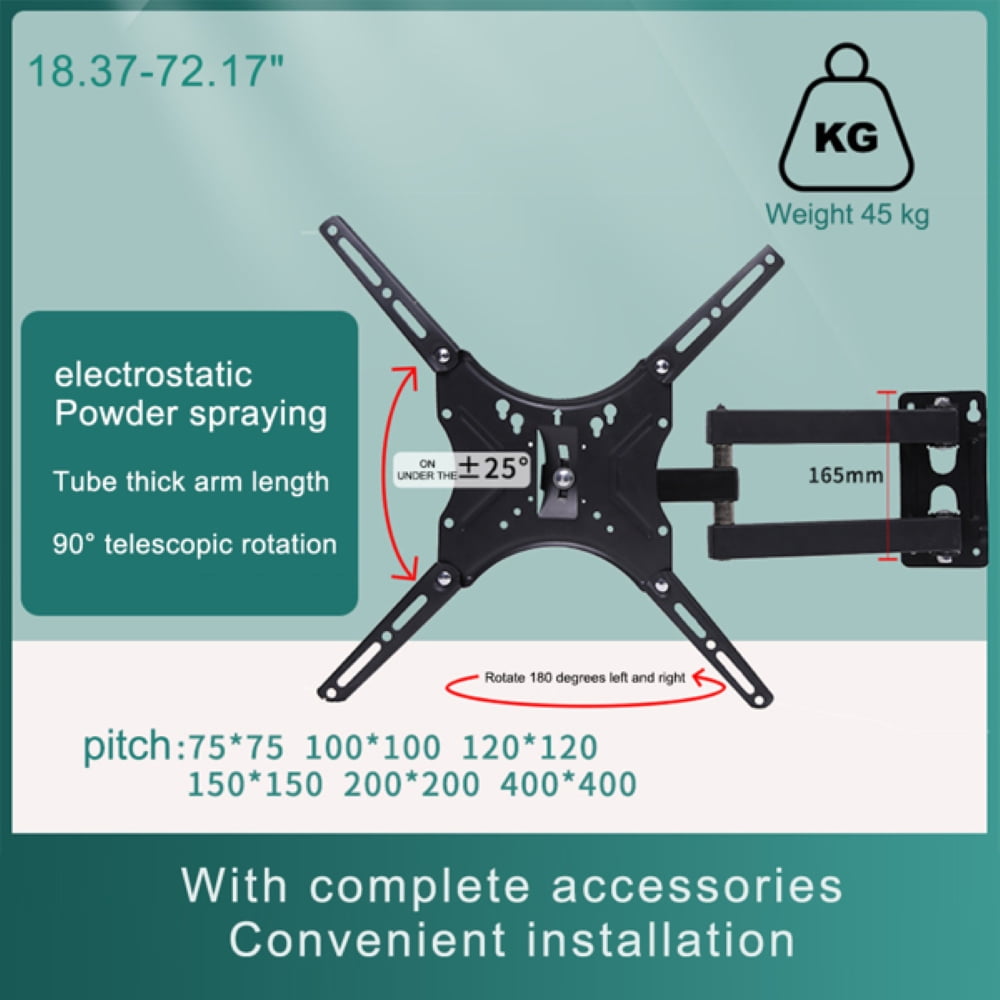 Bricologht TV Mount Full Motion, Pan, Swivel, Tilt, Extend TV Wall Mount for 14inch to 55 inch TVs, Black