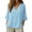 Blue, variant on Womens Gauze Tops Summer Casual Peasant Blouse Linen Cotton Oversized Vneck Dressy Shirt Boho Flowy Long Sleeve Shirt