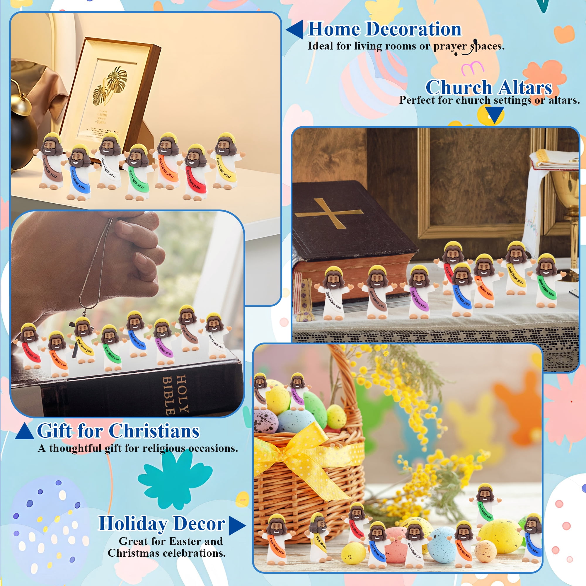 100PCS Mini Jesus Figurines Christian Decorations With "God Bless You, " Perfect For Jesus Challenge, Party Props, Religious Favors, Church Events, And Easter Gifts-Brown