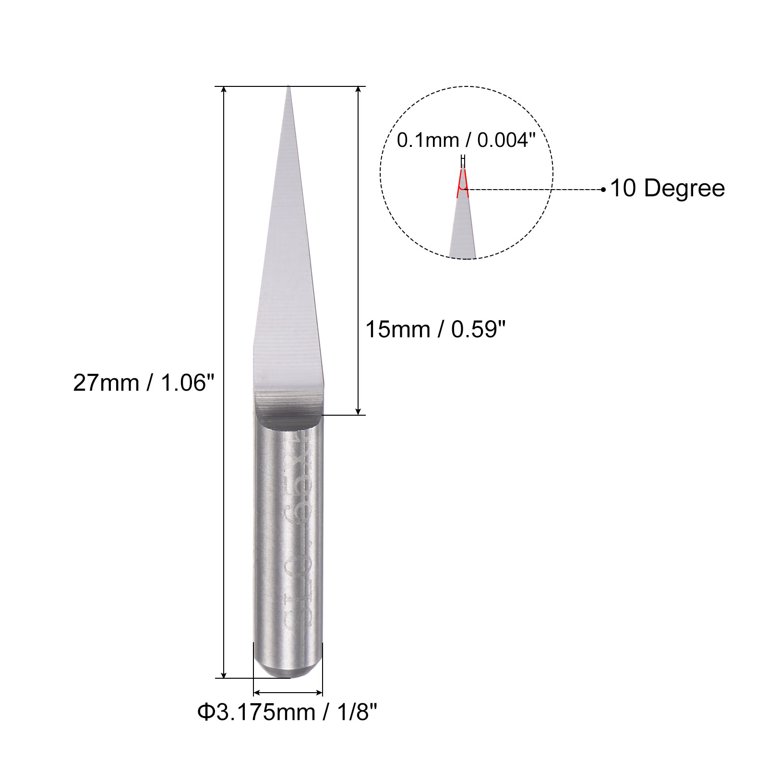 60 Degree Router Bit Engraving CNC Router Bits, 0.1mm 0.004 Tip Width 10 Degree Angle 18 Shank Solid Carbide 3-Flute V Groove Carving Bits - Applications: For Wood V Groove Router Bit