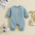 thumbnail image 2 of Baby Bodysuit Boy Toddler Boys Long Sleeve Solid Letter Prints Fall Winter Rompers Kids Jumpsuits Blue, 3-6 Months, 2 of 7