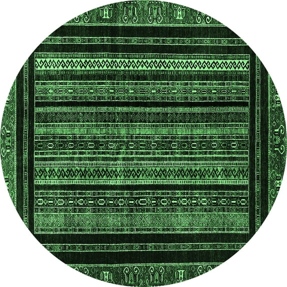 Ahgly Company Indoor Round Abstract Emerald Green Modern Area Rugs, 8' Round
