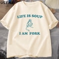 thumbnail image 2 of Camiseta con estampado de Life Is Soup I Am Fork Frog para hombre y mujer, Camisa de algodón con estampado de animales, estilo Retro, divertida, de verano, 2 of 4
