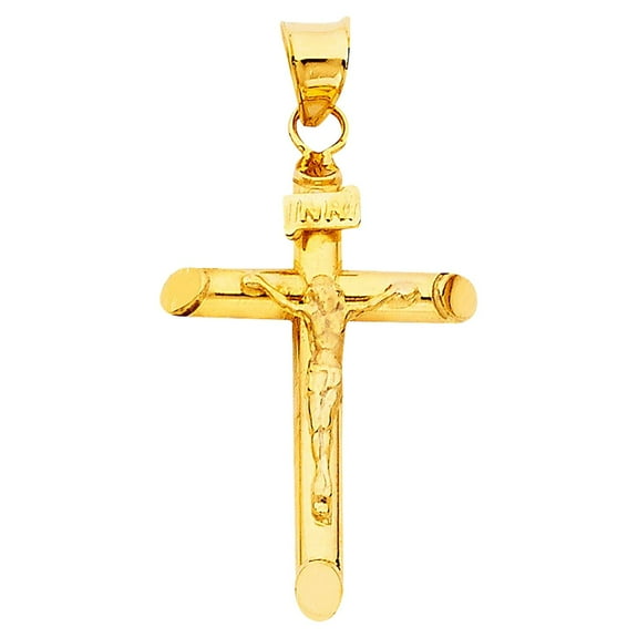 14 k Gold Jesus Cross Religious Necklace Pendant for Men