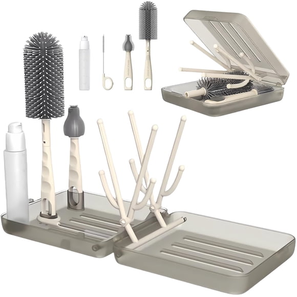 Kit de limpieza de botellas Mombasics 6 en 1 con cepillos de silicona