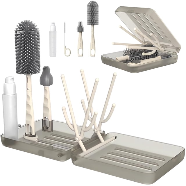 Kit de limpieza de botellas Mombasics 6 en 1 con cepillos de silicona