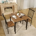 thumbnail image 6 of Maritcute 2 Person Dining Room Table Set - Wood and Metal Chairs, Space-Saving Square Kitchen Table, Perfect for Apartments, Rustic Brown, 6 of 9