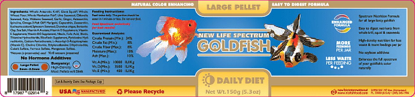 New Life Spectrum Goldfish Daily Diet Fish Food Pellets for Large Fish, 150 g