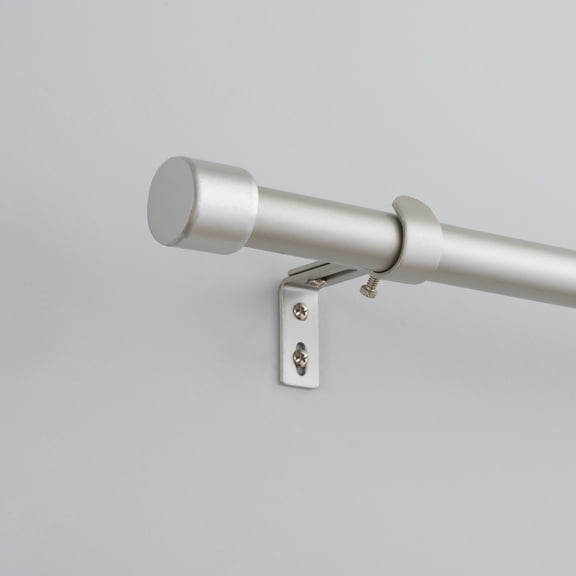 Eclipse Curtain Rod Iron Brushed Nickel 42 - 120 Inch Adjustable Decorative Cap
