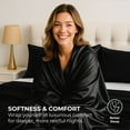 thumbnail image 6 of Satin Sheets Queen [4-Piece, Black] Hotel Luxury Silky Bed Sheets - Extra Soft 1800 Microfiber Sheet Set, Wrinkle, Fade, Stain Resistant - Deep Pocket Fitted Sheet, Flat Sheet, Pillow Cases, 6 of 8