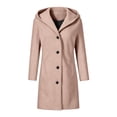 thumbnail image 6 of Women's Wool Blend Coat Mid-Length Lapel Button Down Trench Coat with HoodWoolen Hooded Overcoat for Fall Winter Daily Wear(Beige,S), 6 of 6