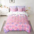 thumbnail image 2 of jejeloiu Pink Mermaid Pattern 7-Piece Twin Bedding Sets,Purple Gold Glitter Print Bedding Comforter Set For Girls Reversible, 2 of 8