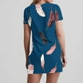 thumbnail image 6 of GaThRRgYP Side Ruched Round Neck Dress-Curvy Girl Approved,Women's Fashion Summer Print Short-sleeved V-neck Casual Dress Navy S, 6 of 8