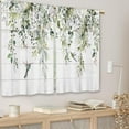 thumbnail image 3 of Farmhouse Eucalyptus Kitchen Curtains Boho Rustic Foral Flower Botanical Sage Green Leaf Small Short Cafe Window Curtains Plant Bathroom Window Drapes Treatment Tier Curtains (27.5x39 Inch), 3 of 6