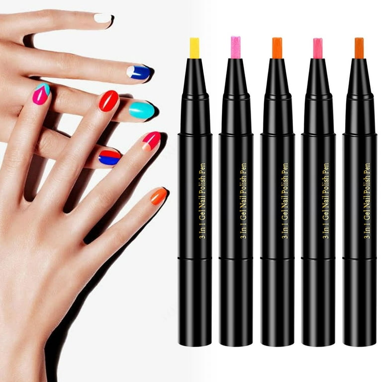 20 Colors Collection Step Nail Gel Pen 3 In 1 Nail Art Pencil Nail Gel Oil  No And Topcoat Required For Female Girls 2ML Nail Stuff under 5 Nails Stuff  Nail Latex