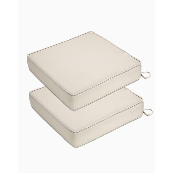 Ataucjin Outdoor Chair Cushions 22*22*4inch, Waterproof Patio Seat Cushions for Outdoor Furniture, Garden Sofa Couch Chair Cushions with Ties, Set of 2, Khaki Patio Chair Cushions for Outdoor Furnitu