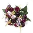 thumbnail image 3 of 21 Cabezas Elegante Hermosa Rosa Artificial Europea Simulación Flores de Seda Ramo Fiesta en casa Boda Calcomanía (Color : Claret) brillar Juguete, 3 of 3