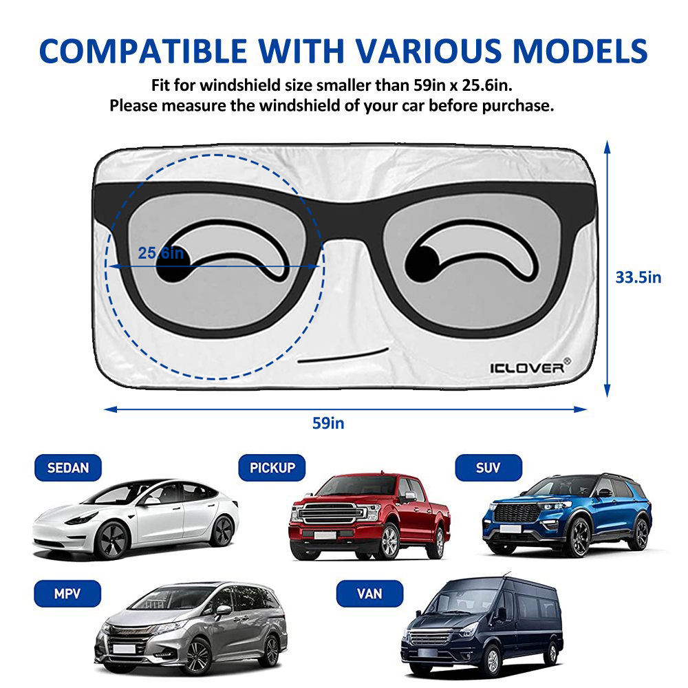 HOMEYA Car Windshield Sun Shade, 59" x 33.5", Universal photo 5