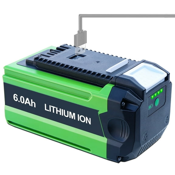 FSKE Replacement for Greenworks 40V Battery 6.0Ah 29472 29462 2901319 20202 Fit 40 Volt G-MAX Lithium Batteries Power Tools with 5V 2.0Ah USB Output