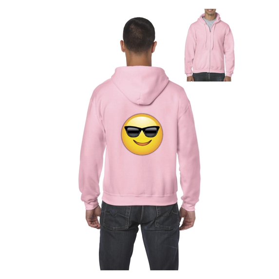 Mens Emoji with Sunglasses Full-Zip Hooded Sweatshirt