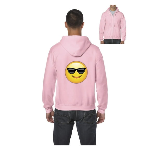 Mens Emoji with Sunglasses Full-Zip Hooded Sweatshirt