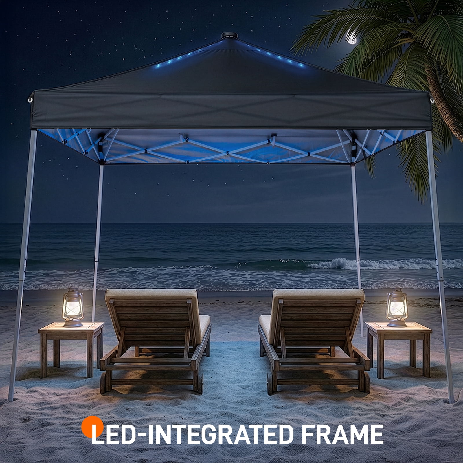Ktaxon, 10x10 Ez Pop Up Canopy Tent, UPF50+, Built-in LED Lights