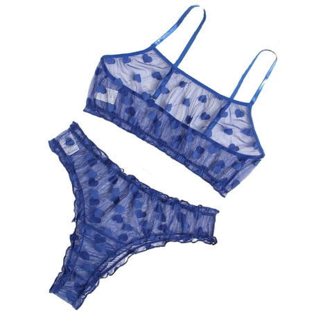 

Heart Print Sexy Sets Blue Plus Size Sexy Lingerie (Women s)