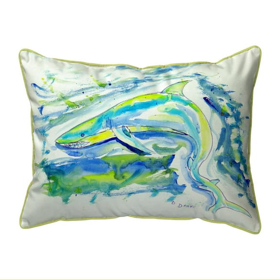 Betsy Drake Interiors Green Shark Large Indoor/Outdoor Pillow 16x20