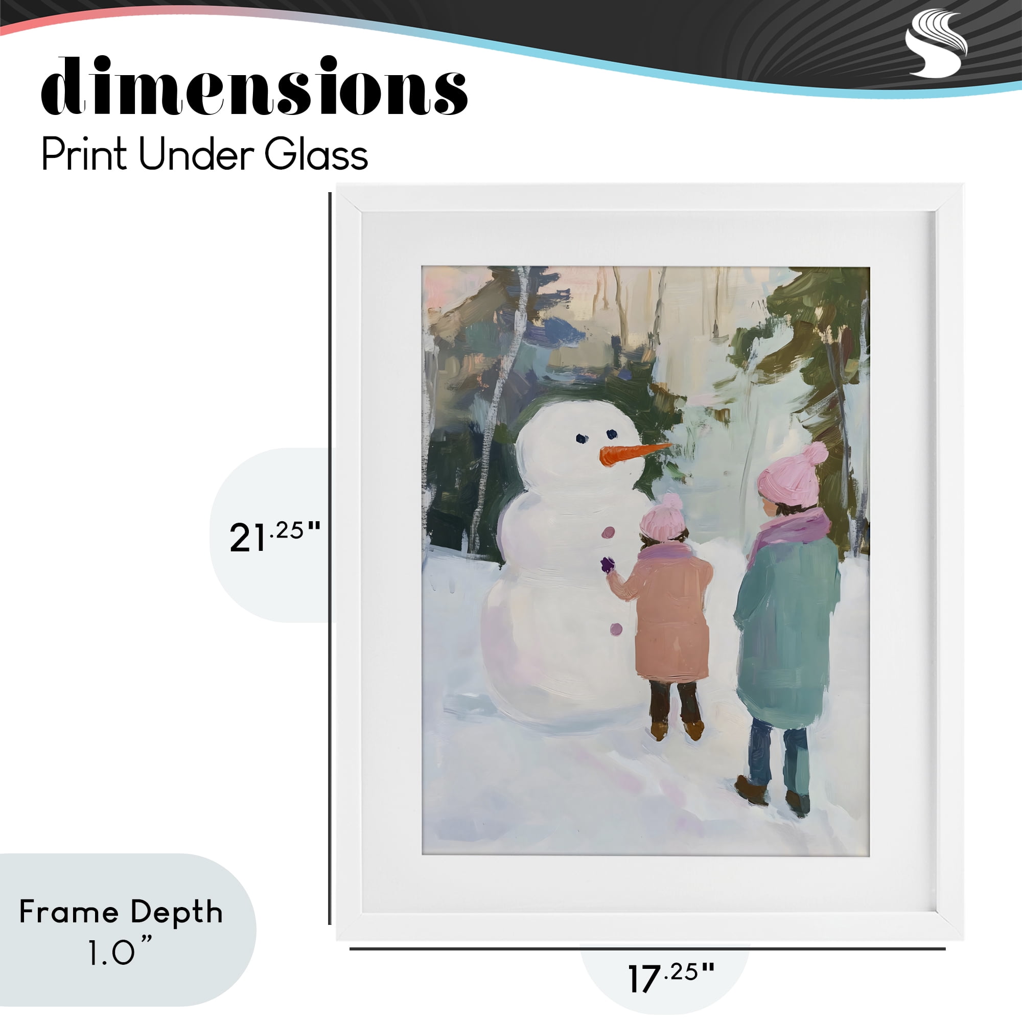 Stupell Industries Two Girls With Snowman White Framed Print Under Glass, design by The Prints Vibe