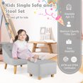 thumbnail image 4 of Costway Kids Sofa Chair w/ Ottoman Toddler Single Sofa Velvet Upholstered Couch Grey, 4 of 10