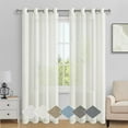thumbnail image 5 of XWZO Deal Linen Sheer Curtains 84 Inch Set of 2, Farmhouse Textured Grommet Voile Drape with Tiebacks for Bedroom, W52 x L84, Natural, 5 of 10