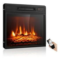 18" Electric Fireplace Insert, Recessed Fireplace Heater w/ 3 LED Flame Effects, Control & 6H Timer, Indoor Fireplace Insert for TV Stand, 1400W, Black (18 INCHES)