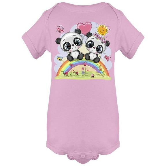 Adorable Pandas On Rainbow Bodysuit Infant -Image by Shutterstock, 24 Months