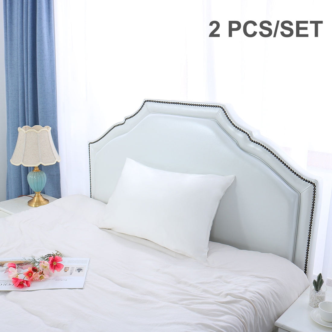 Unique Bargains 2 Pieces 100% Silk Fabric Pillowcase White Standard Size