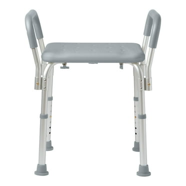 Medline Bath Chair and Shower Chair with Armrests for Elderly, Sturdy, 13.5-In Seat, 350 lb Weight Capacity, Gray