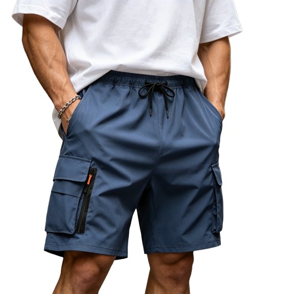 Satingcolo Men's Classic Outdoor Cargo Shorts with Pockets Versatile Plain Straight Leg Pants Summer Casual Workout Streetwear