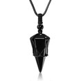 thumbnail image 1 of Obsidian Healing Crystal Pendant Necklace Hexagonal Pointed Gemstone Necklace for Unisex for Healing Reiki Chakra Pendant with Adjustable Cord, 1 of 5
