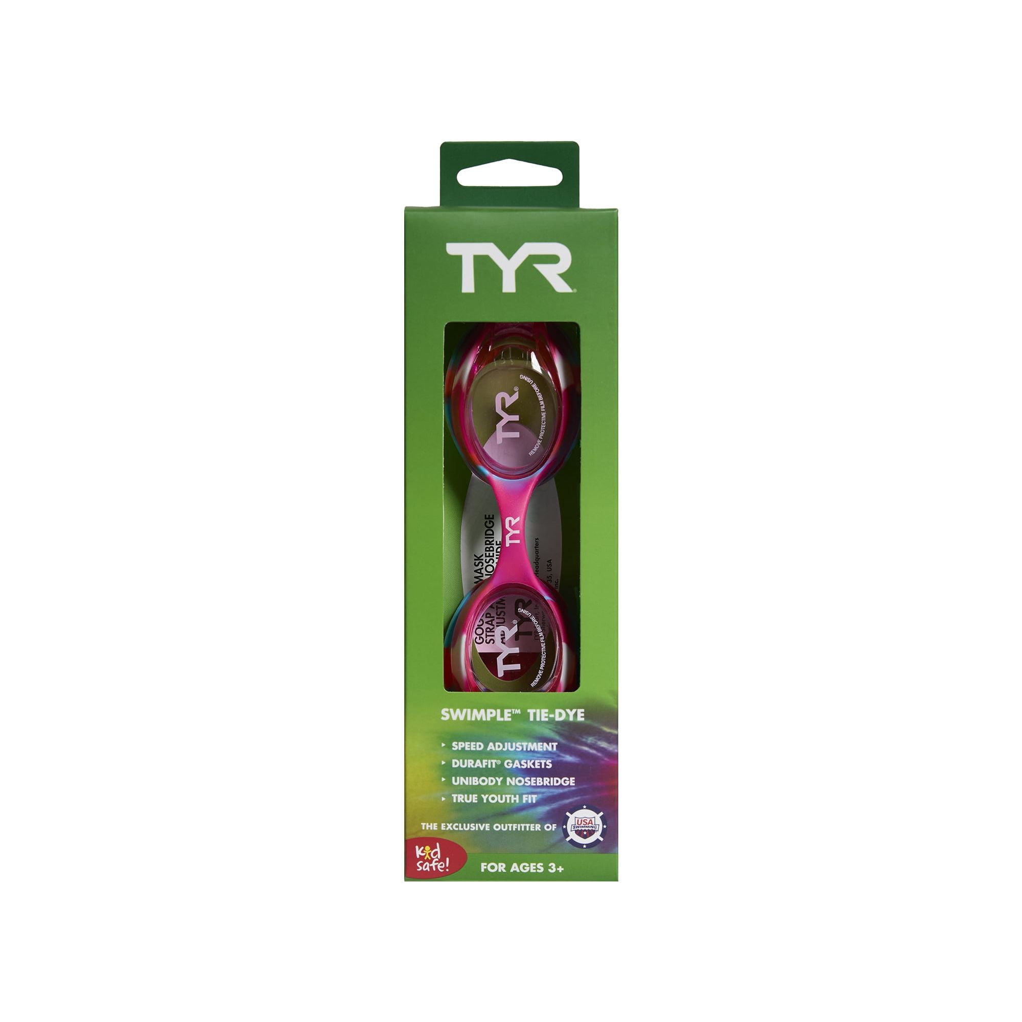 (4 pack) TYR Youth Fit Swimple Non-Mirrored Swim Goggle - Pink/White