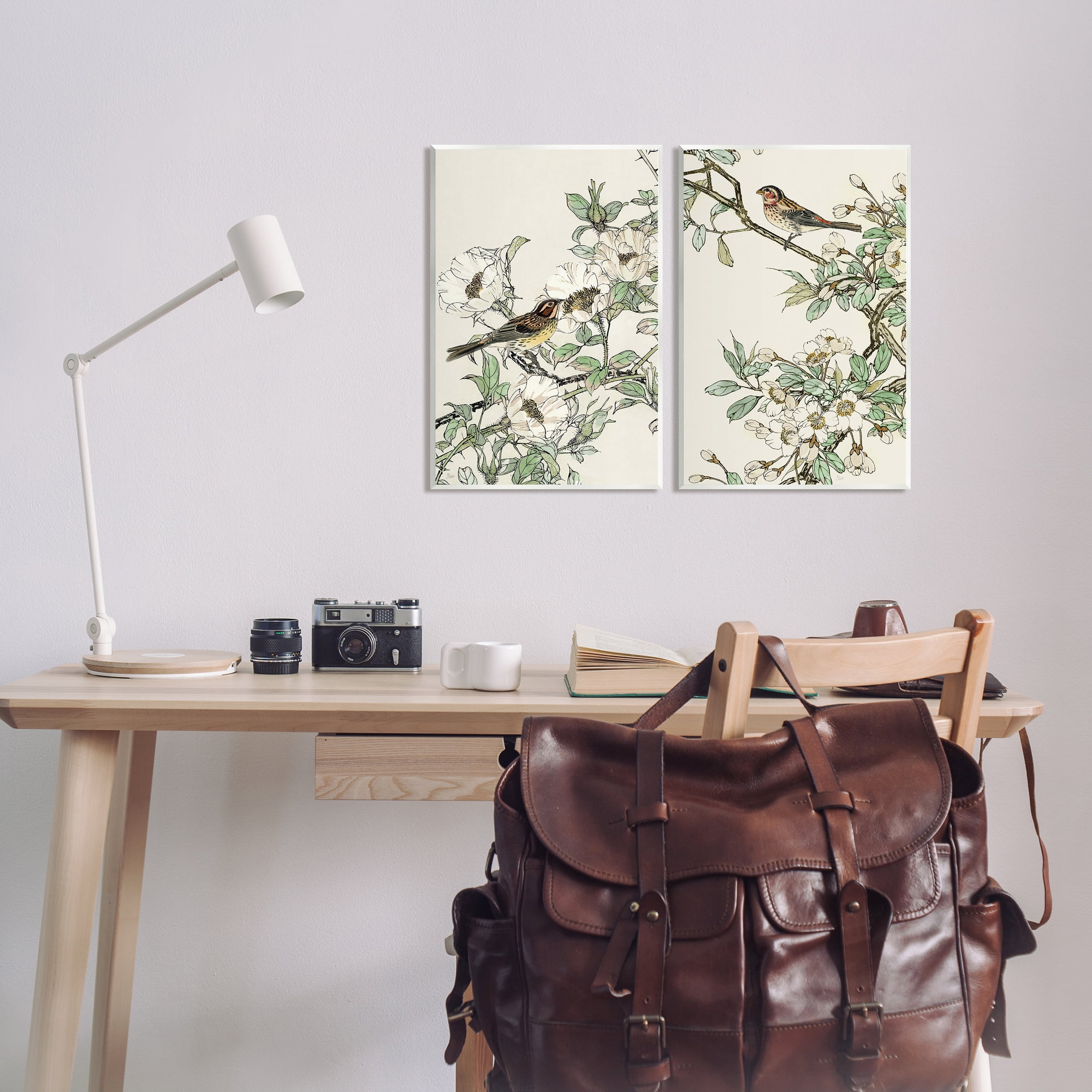Stupell Industries Classic Sparrow on Blossoms Animals & Insects Painting Unframed Art Print Wall Art, 13 x 19, Set of 2