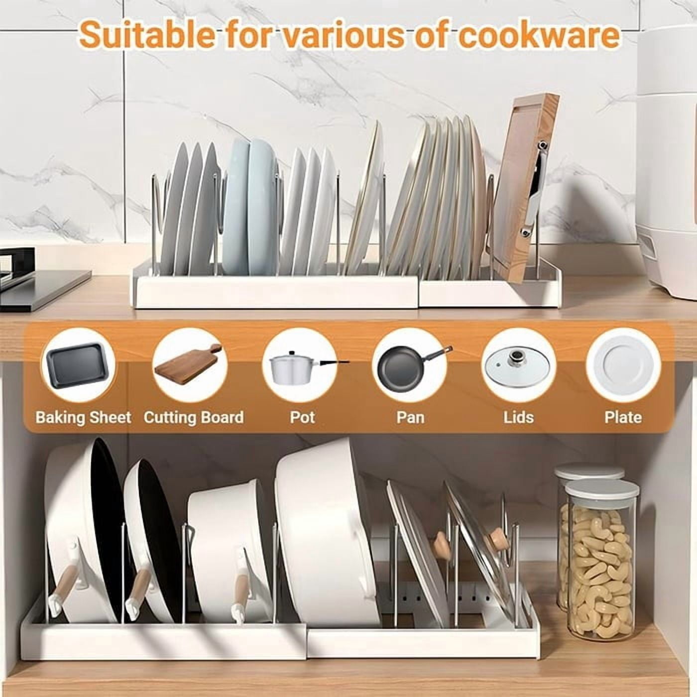 Vxdvou Telescopic Pot Rack, Adjustable Kitchen Storage Rack, Under Sink Organizer, Expandable Pot Storage, Heavy Duty Pot & Pan Organizer, Durable Kitchen Organizer for Cabinets, Pantries